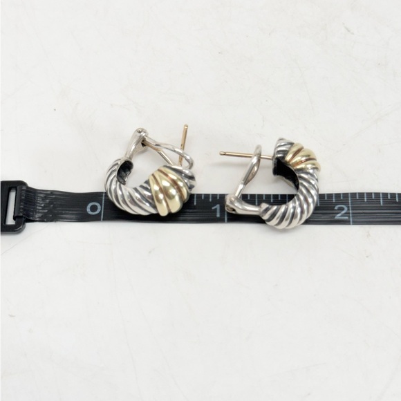 David Yurman .925/14K Gold Cable Shrimp Earrings - Picture 8 of 8